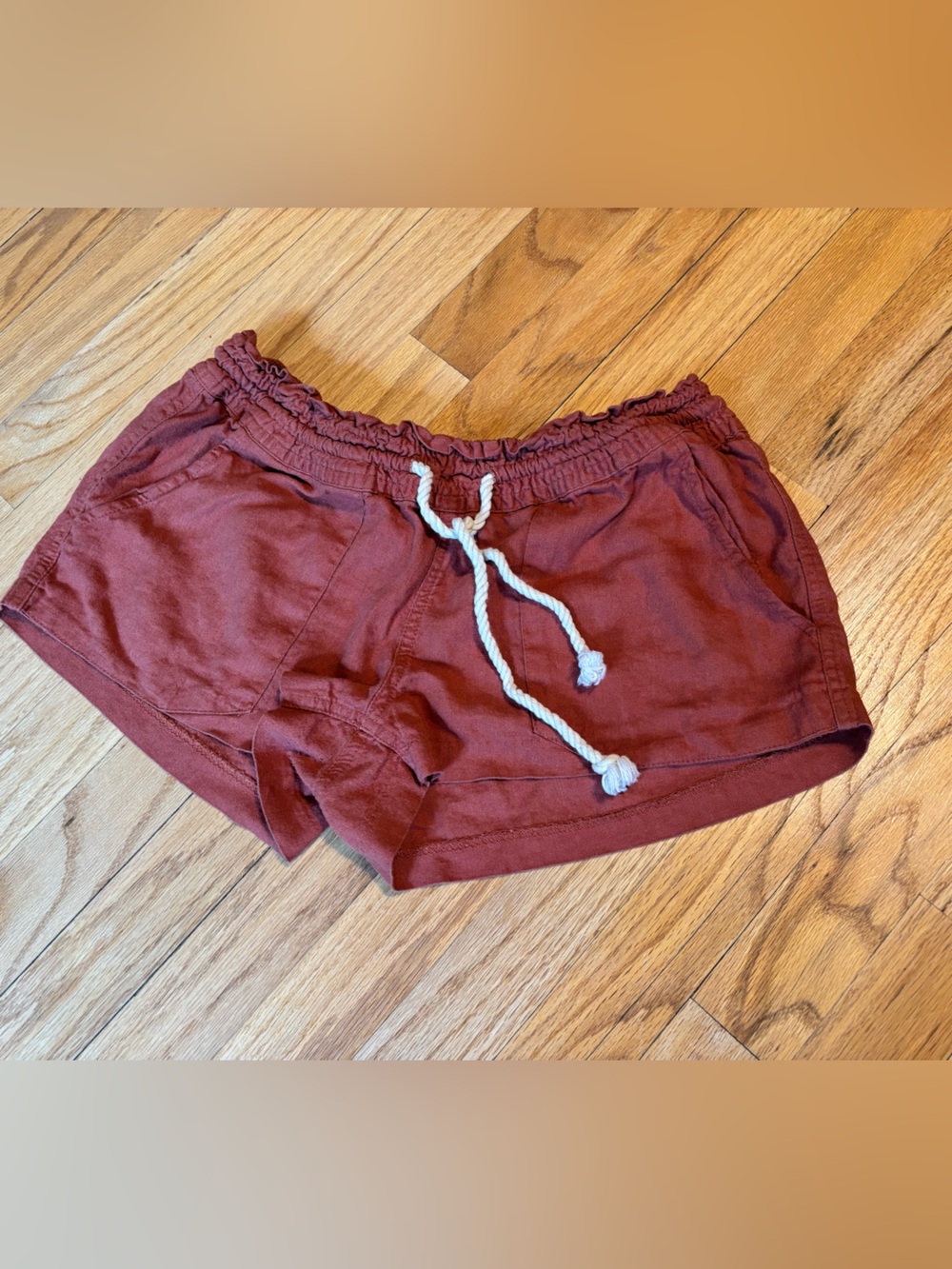 Roxy Women's Rust Drawcord Linen Shorts - Large